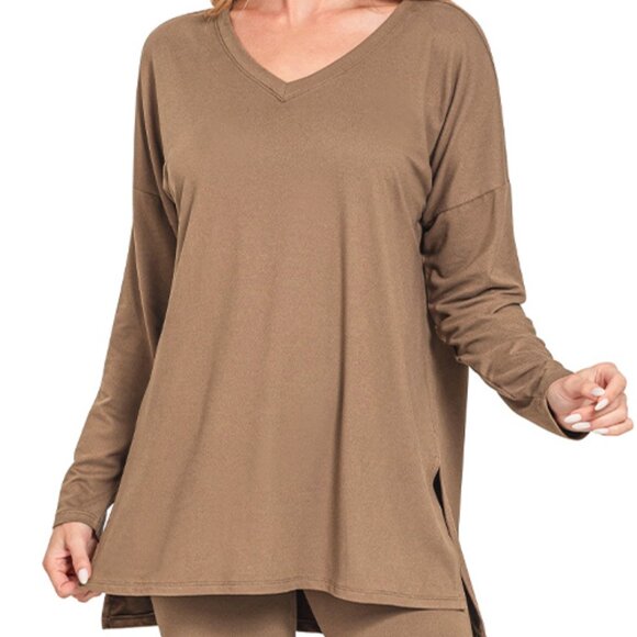 V-Neck Long-Sleeve Loungewear Leggings Set - Picture 5 of 5